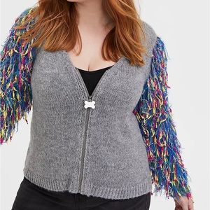 HER UNIVERSE DC COMICS BIRDS OF PREY HARLEY QUINN GREY CROP CARDIGAN